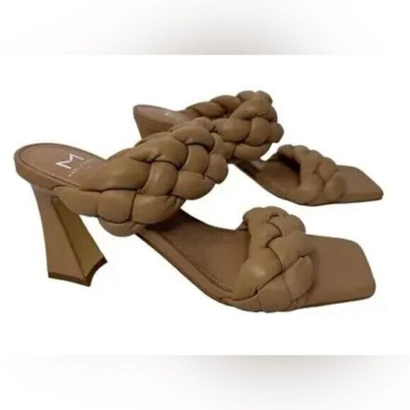NWOB - Marc Fisher Women’s Hammy Braided High Heel Chunky Slide Sandals - Size 8 - Picture 1 of 11